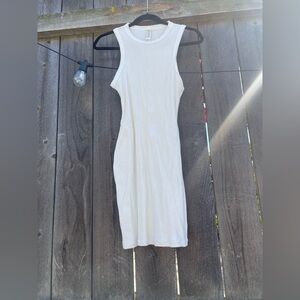 SKIMS Cream Ribbed Midi Tank Dress